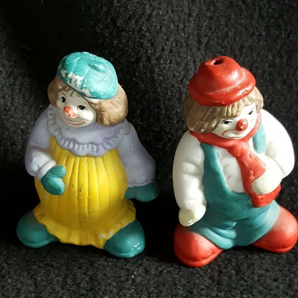 Salt & Pepper Shakers Set Clown Collection Husband Wife Vintage Décor Multicolor